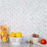 Apollo Tile White, Beige 11-in x 11-in Polished Natural Stone Marble Basketweave Marble Look Floor and Wall Tile (4.47-sq. ft/ Carton)