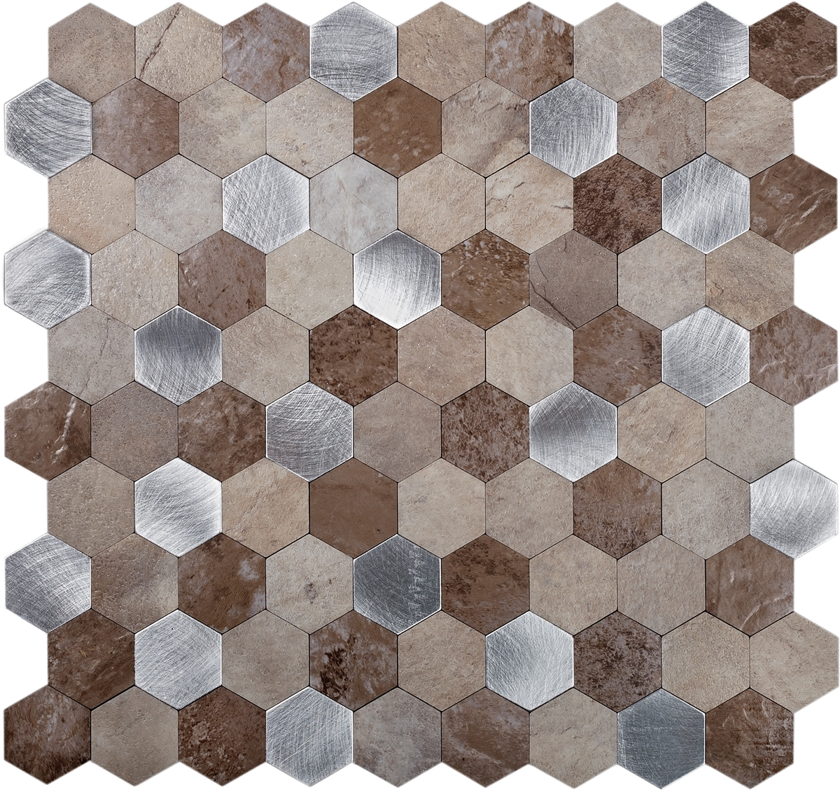 Apollo Tile (Sample) Beige 4-in x 4-in Brushed Metal Peel and Stick Floor and Wall Tile