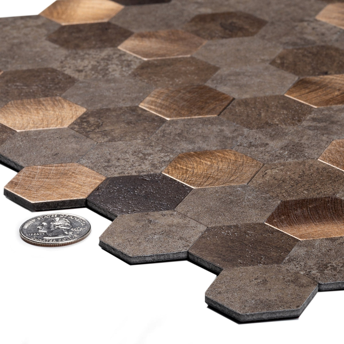Apollo Tile (Sample) Gold 4-in x 4-in Brushed Metal Peel and Stick Wall Tile
