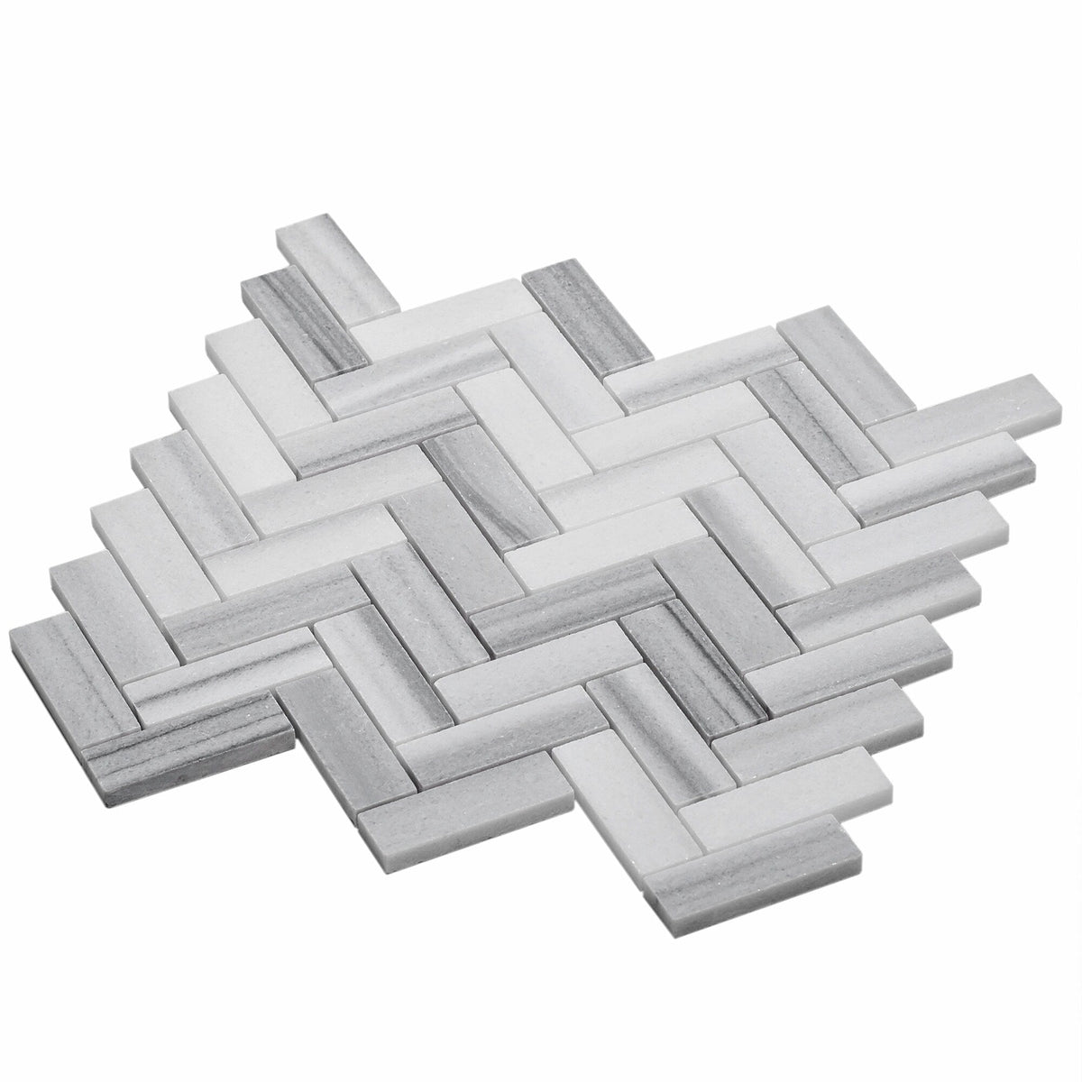 Apollo Tile Grey 10-in x 12-in Polished Natural Stone Marble Herringbone Floor and Wall Tile (5.29-sq. ft/ Carton)