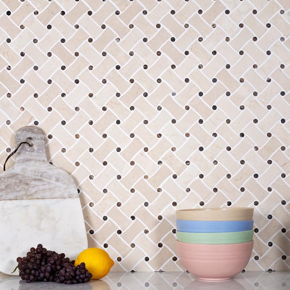 Apollo Tile (Sample) Beige 4-in x 4-in Polished Quartz Octagon Dot Mosaic Floor and Wall Tile