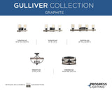 Progress Lighting Gulliver 8-Light Graphite with Weathered Oak Coastal Lantern Medium Hanging Pendant Light
