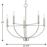 Progress Lighting Leyden 5-Light Brushed Nickel Transitional Chandelier