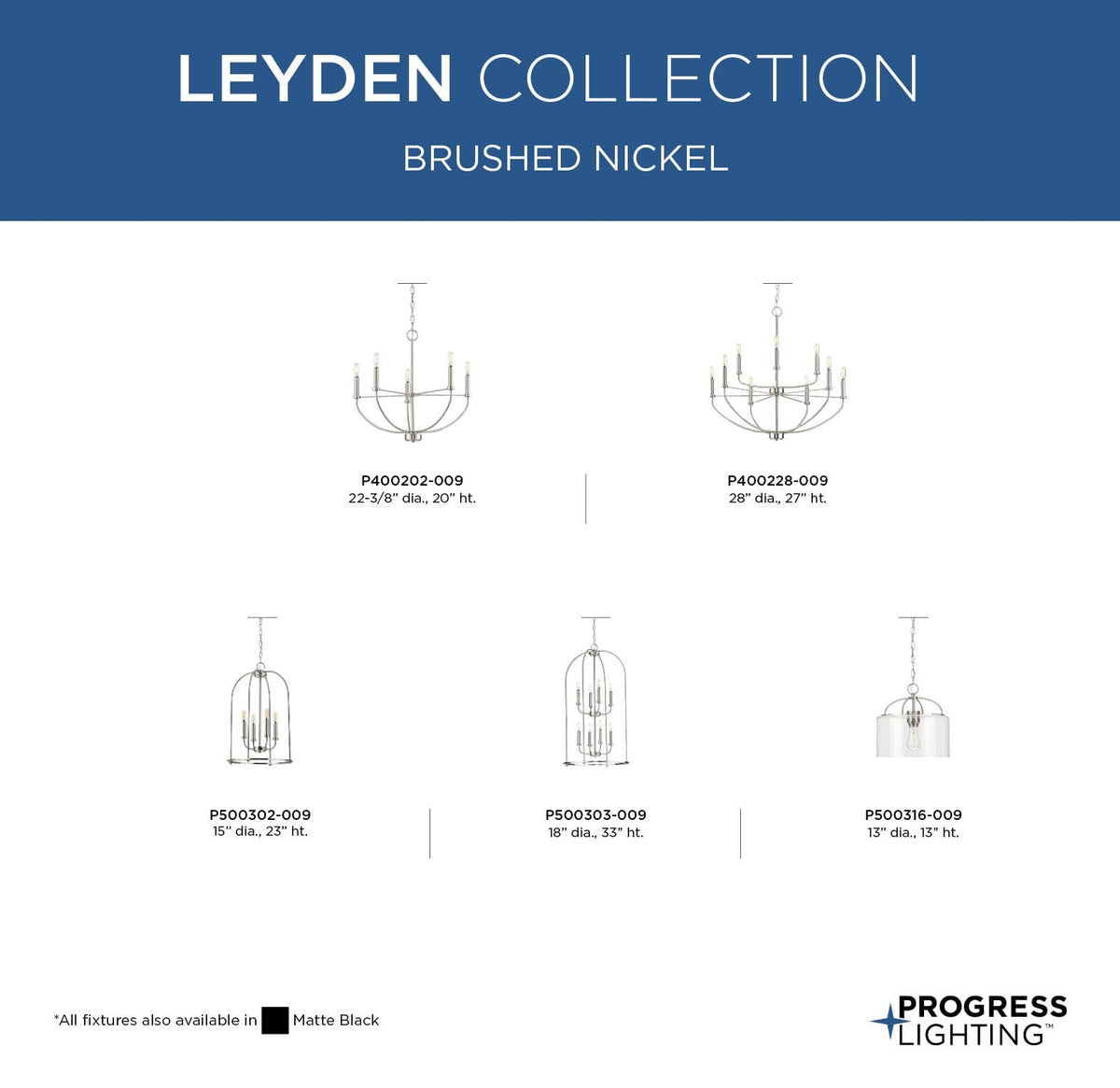 Progress Lighting Leyden 5-Light Brushed Nickel Transitional Chandelier