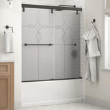 Everly 60 in. x 59-1/4 in. Mod Semi-Frameless Sliding Bathtub Door in Bronze and 1/4 in. (6mm) Clear Glass - Super Arbor