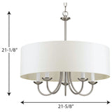 Progress Lighting Drum Shade 5-Light Brushed Nickel Transitional Chandelier