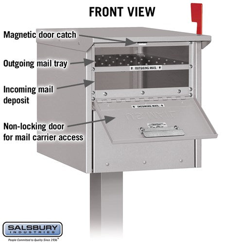 Roadside Mailbox - Silver with Secure Locking Doors and USPS Approval