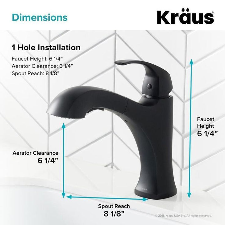 Kraus Oren Matte Black 1-Handle Deck-Mount Pull-Out Handle Kitchen Faucet