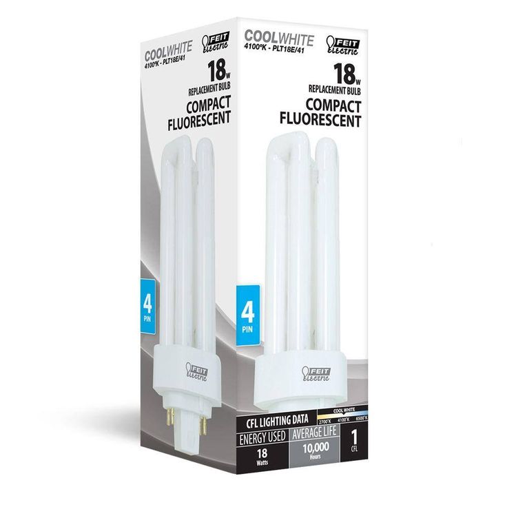 18-Watt Equivalent PL CFLNI Triple Tube 4-Pin Plug-in GX24Q-2 Compact Fluorescent CFL Light Bulb, Cool White (50-Pack)
