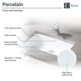 Undermount Porcelain Bathroom Sink in White with Pop-Up Drain in Brushed Nickel - Super Arbor