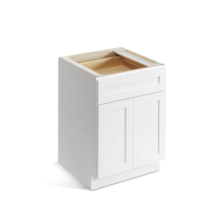 Valleywood Cabinetry Pure White 27-in W x 34.5-in H x 24-in D Pure White Birch 1-Drawer Base Ready To Assemble Plywood Cabinet (Flat Panel Shaker Style)