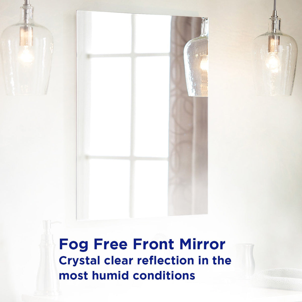 allen + roth 20-in x 26-in Fog Free Surface/Recessed Mount Silver Mirrored Soft Close Medicine Cabinet