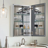 allen + roth 15-in x 26-in Fog Free Surface/Recessed Mount Silver Mirrored Soft Close Medicine Cabinet