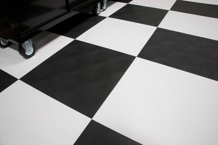 G-Floor RaceDay Levant Midnight Black 24 in. x 24 in. Peel and Stick Polyvinyl Tile (40 sq. ft. / case)
