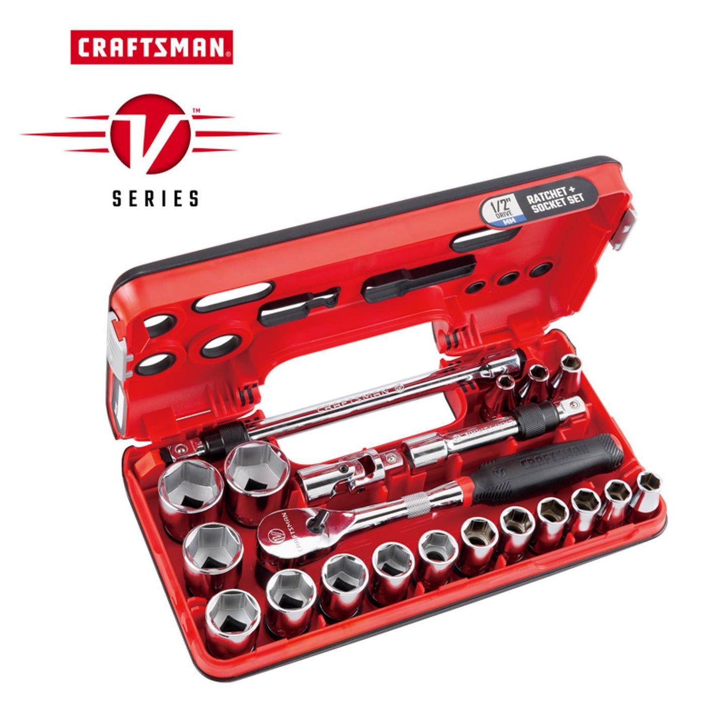 Craftsman V-Series 1/2 in. Drive Metric 6 Point Socket and Tool Set, 21 pc
