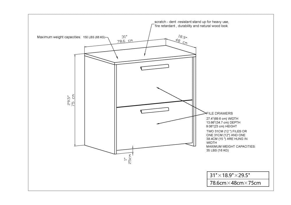 Saint Birch Miami White 2-Drawer 31-in File Cabinet