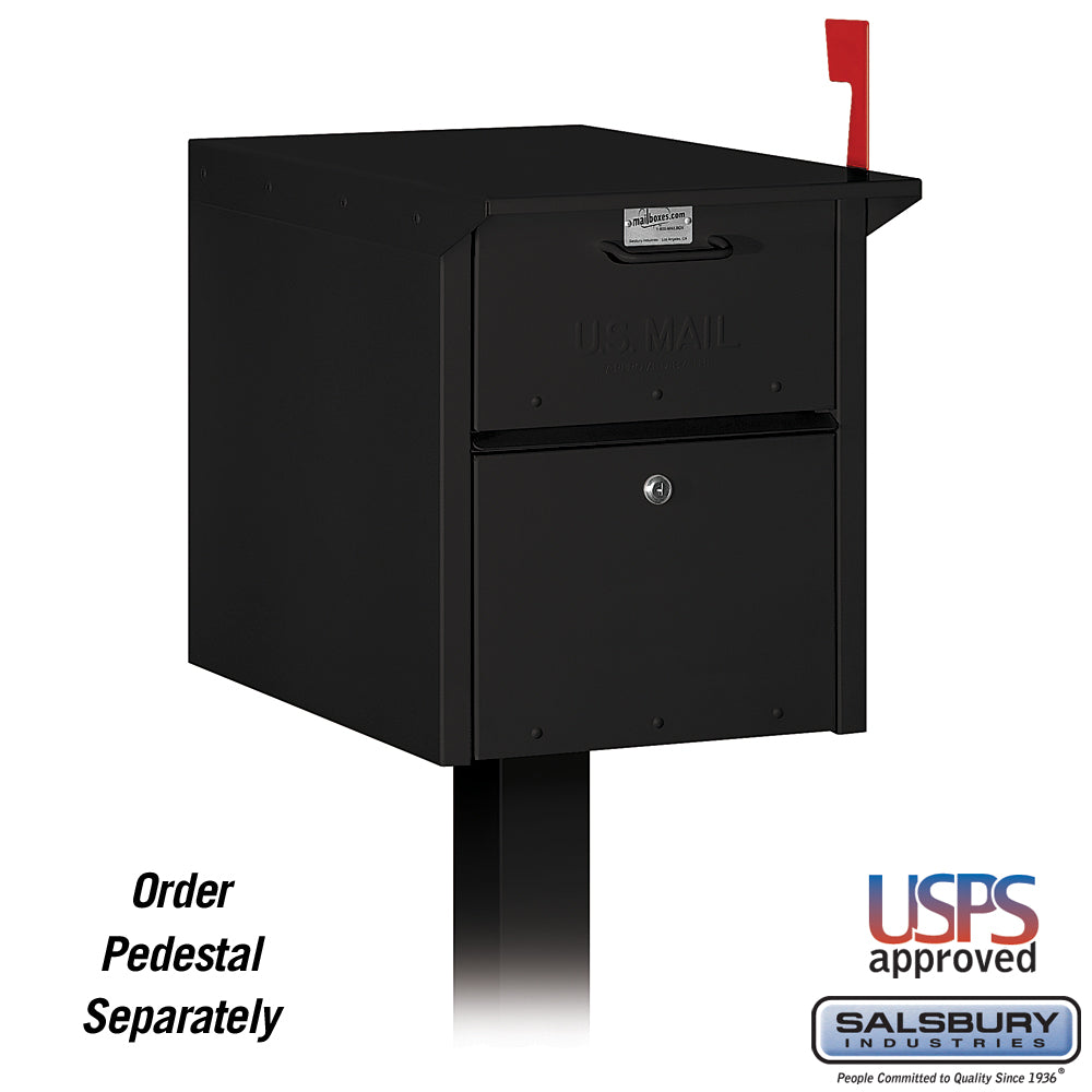 Durable Black Mail Chest with Secure Locking Doors and USPS Approval