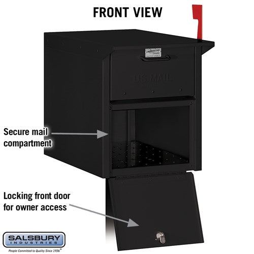 Durable Black Mail Chest with Secure Locking Doors and USPS Approval