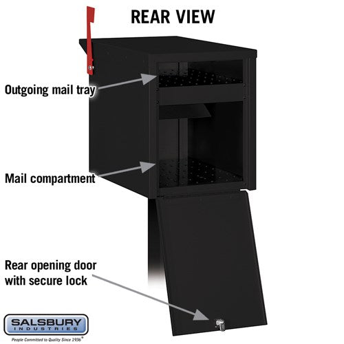 Durable Black Mail Chest with Secure Locking Doors and USPS Approval