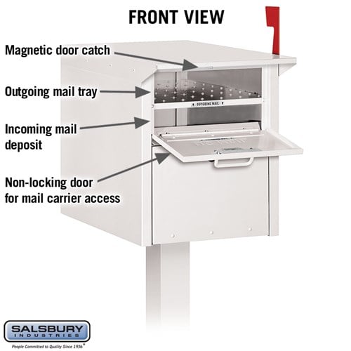 White Mail Chest with Secure Locking Doors and USPS Approval