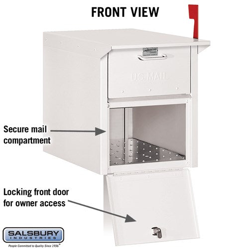 White Mail Chest with Secure Locking Doors and USPS Approval