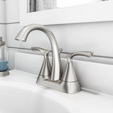 Delta Sandover SpotShield Brushed Nickel 2‑Handle 4‑in Centerset WaterSense Bathroom Sink Faucet with Drain
