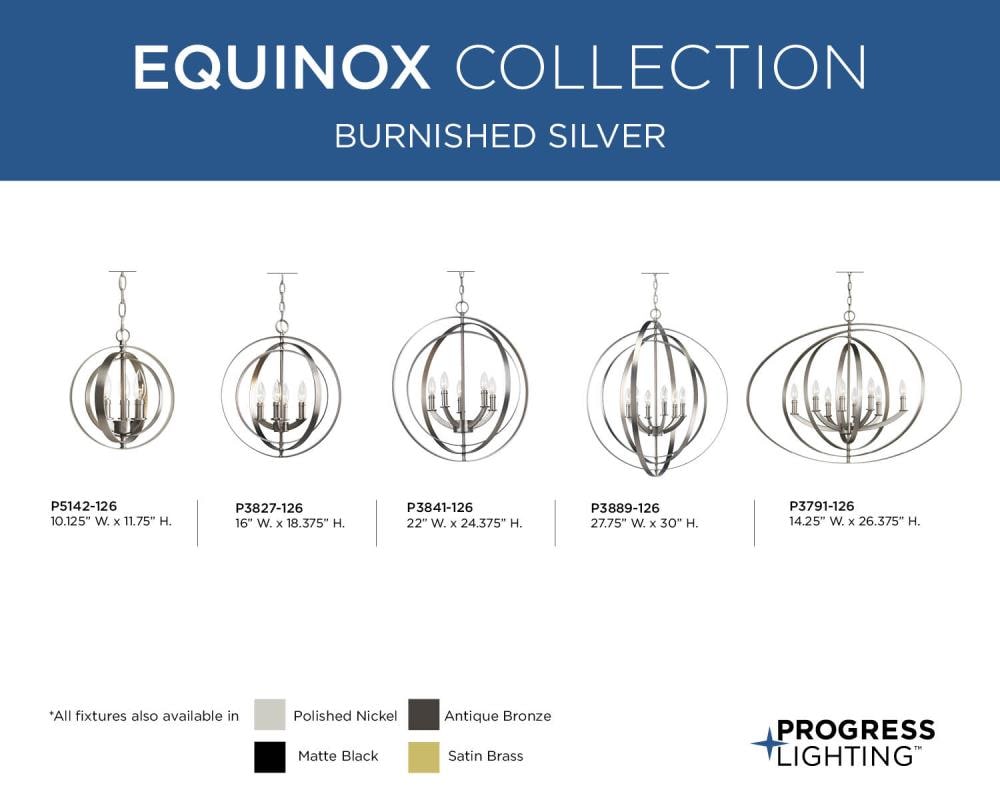 Progress Lighting Equinox 5-Light Polished Nickel Transitional Chandelier