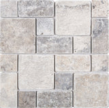 Satori Silver Crescent 12-in x 12-in Honed Travertine Versailles Stone-Look Mosaic Wall Tile, 1-sq ft Piece
