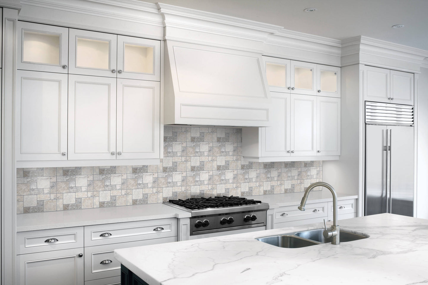 Satori Silver Crescent 12-in x 12-in Honed Natural Stone Look Mosaic Wall Tile (1-sq. ft/ Piece)