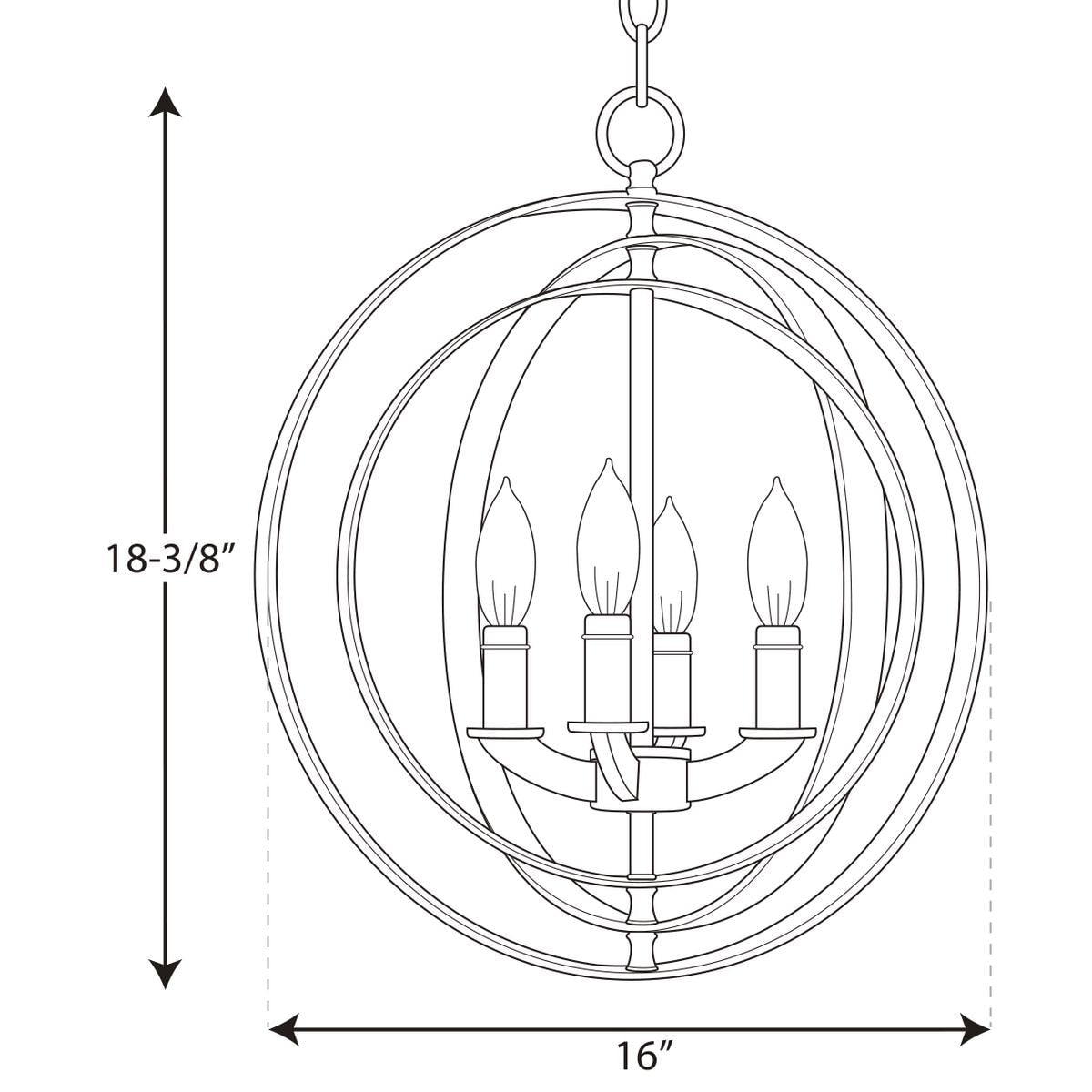 Progress Lighting Equinox 4-Light Antique Bronze Transitional Globe Medium Hanging Pendant Light