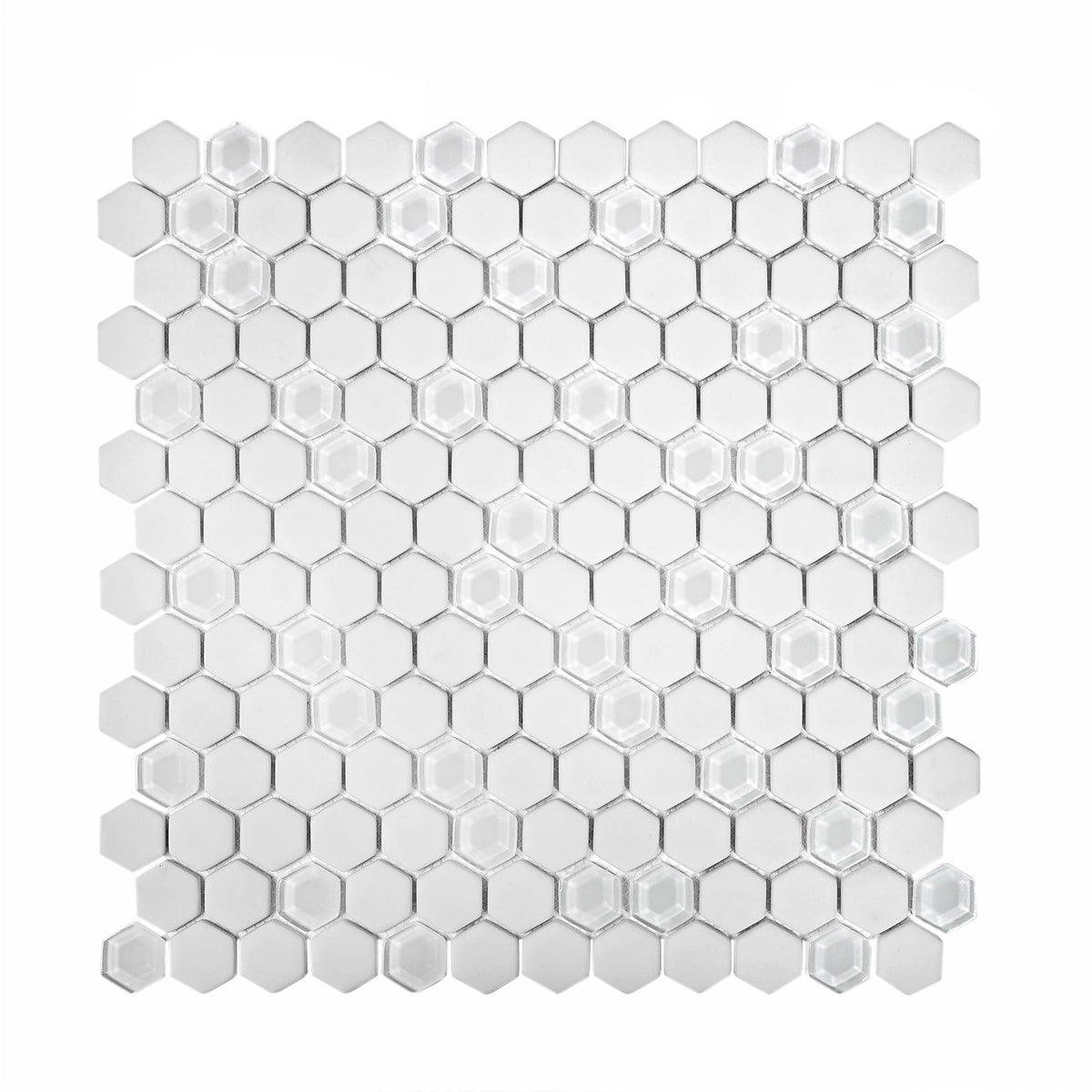 Apollo Tile (Sample) White 4-in x 4-in Polished Glass Honeycomb Patterned Floor and Wall Tile
