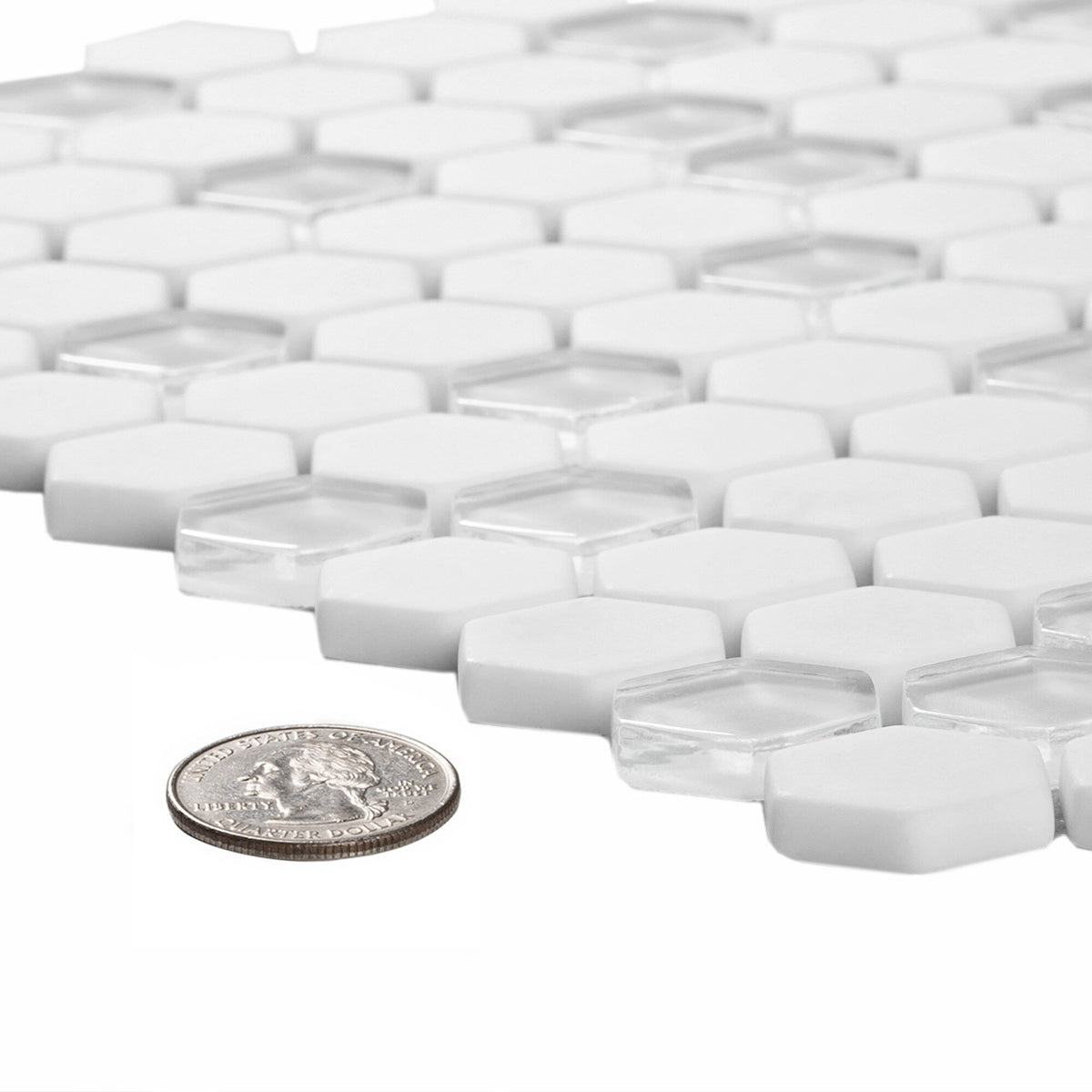 Apollo Tile White 12-in x 12-in Polished Recycled Glass Honeycomb Patterned Floor and Wall Tile (4.92-sq. ft/ Carton)