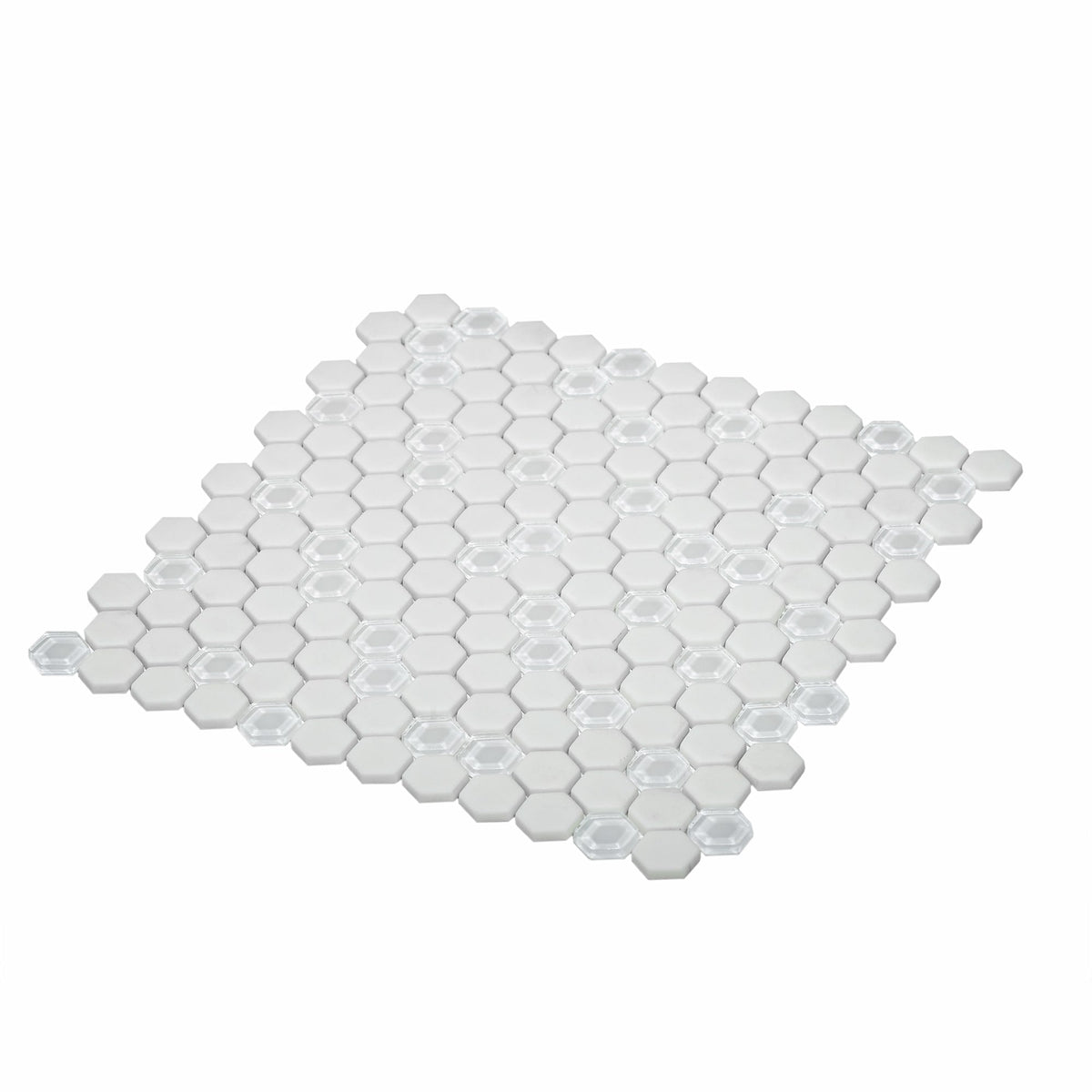 Apollo Tile (Sample) White 4-in x 4-in Polished Glass Honeycomb Patterned Floor and Wall Tile