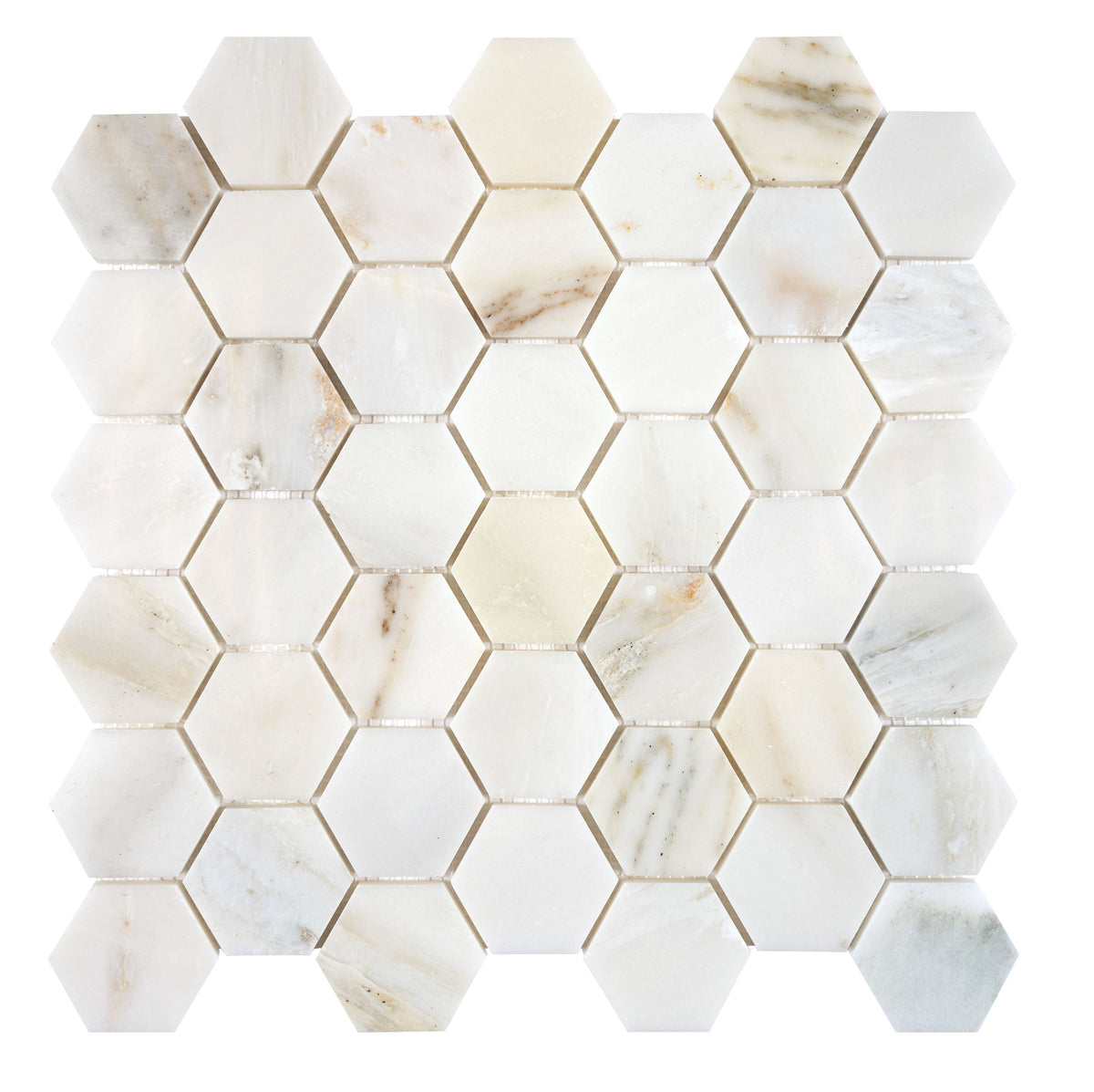 Satori Bianco Perla 12-in x 12-in Polished Natural Stone Look Hexagon Mosaic Floor and Wall Tile (0.96-sq. ft/ Piece)