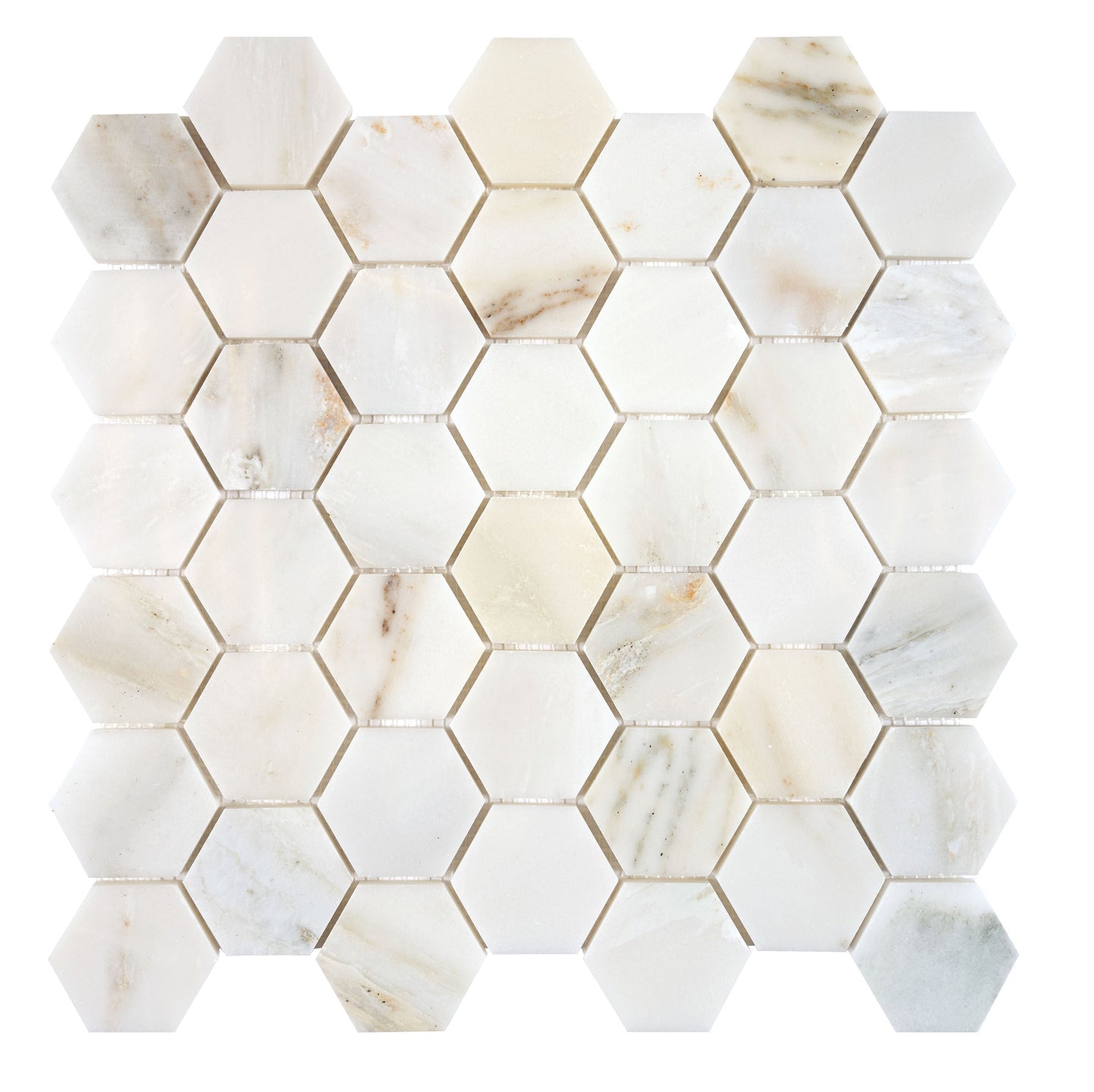 Satori Bianco Perla 12-in x 12-in Polished Natural Stone Look Hexagon Mosaic Floor and Wall Tile (0.96-sq. ft/ Piece)