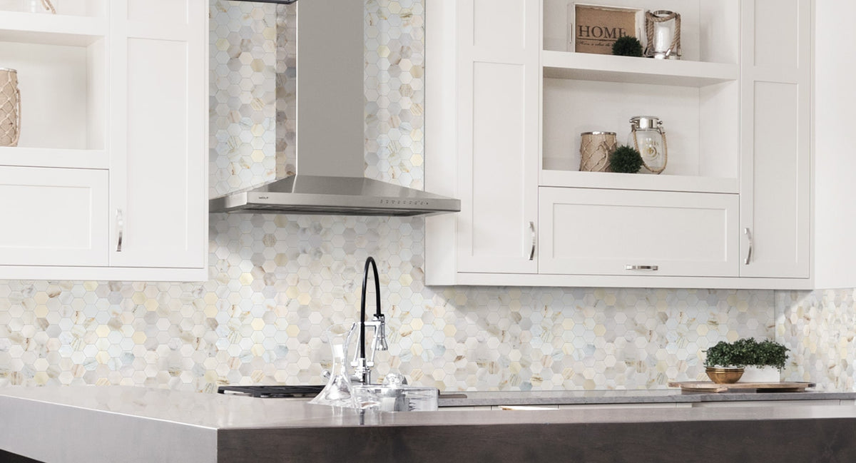 Satori Bianco Perla 12-in x 12-in Polished Natural Stone Look Hexagon Mosaic Floor and Wall Tile (0.96-sq. ft/ Piece)