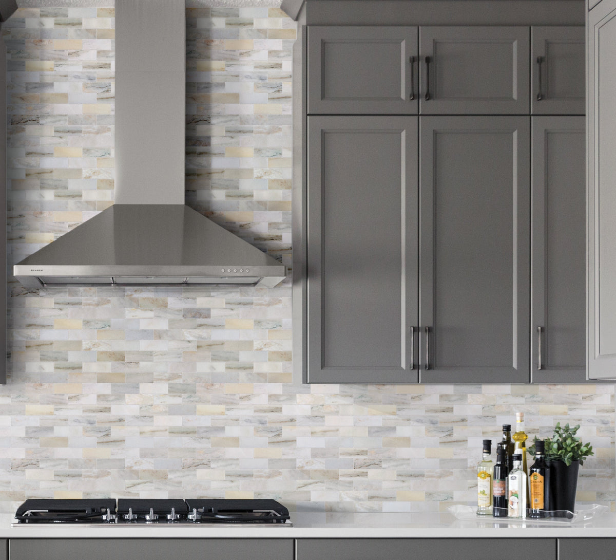 Satori Bianco Perla 12-in x 12-in Polished Natural Stone Look Mosaic Floor and Wall Tile (0.98-sq. ft/ Piece)