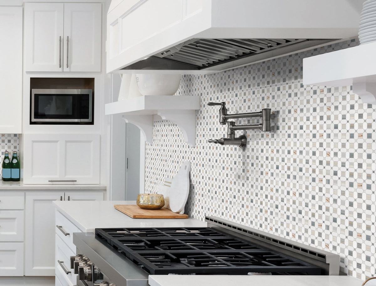 Satori Palissandro Thassos 12-in x 12-in Polished Natural Stone Look Mosaic Floor and Wall Tile (0.95-sq. ft/ Piece)
