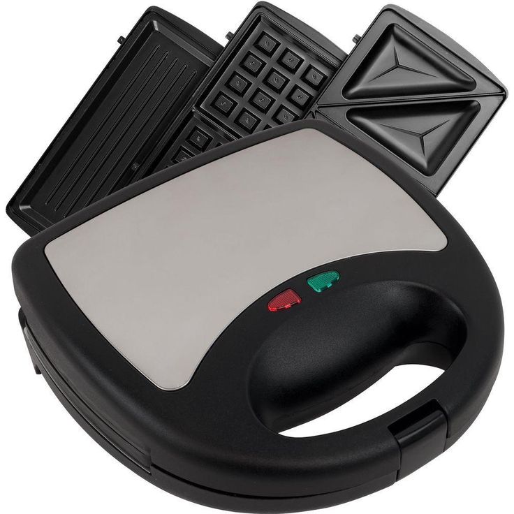 3-in-1 750-Watt Black Panini Press with Removable Plates