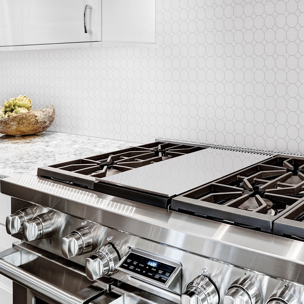 Satori Hudson Brilliant White Bistro 12-in x 12-in Matte Porcelain Mosaic Wall Tile