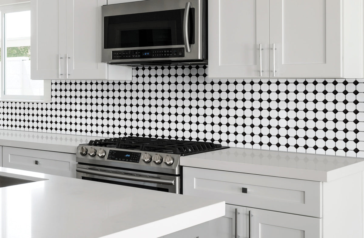 Satori Hudson Brilliant White and Black 12-in x 12-in Matte Porcelain Mosaic Floor and Wall Tile (0.91-sq. ft/ Piece)