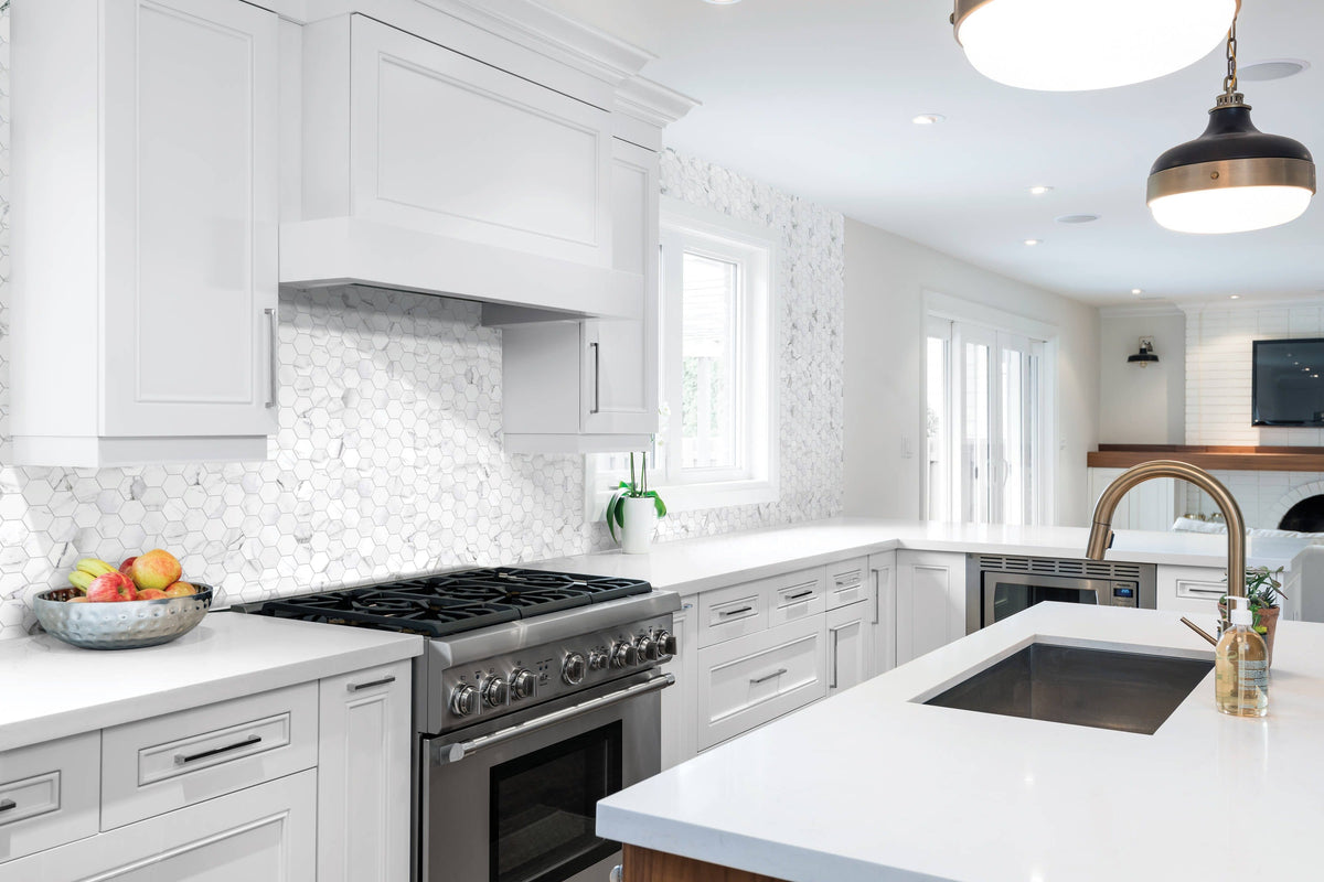 Satori Statuario 12-in x 12-in Polished Porcelain Marble Look Hexagon Mosaic Floor and Wall Tile (0.96-sq. ft/ Piece)
