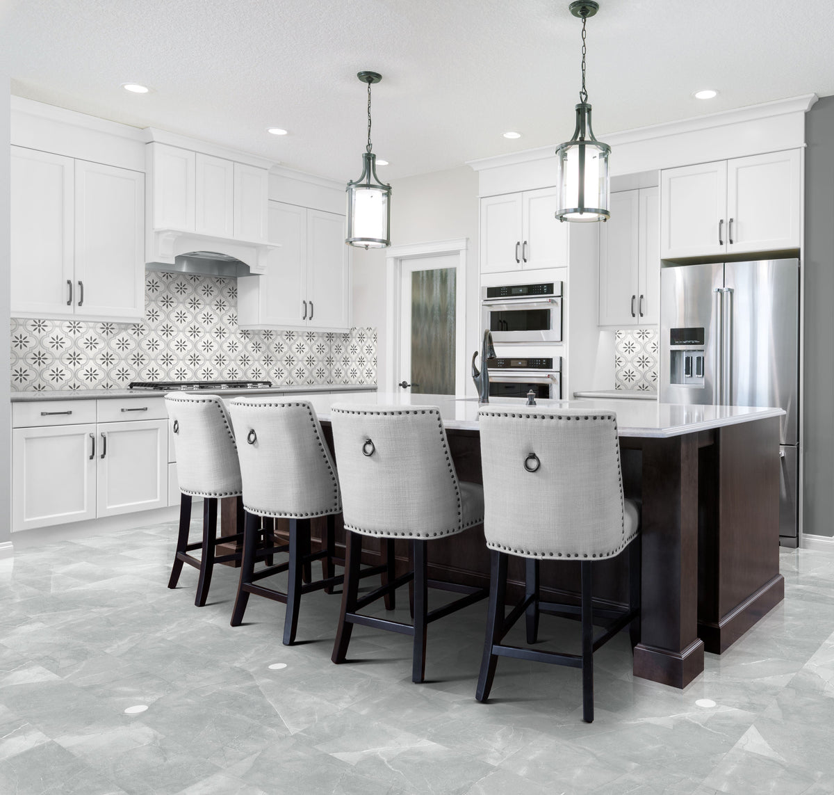 Satori Nouveau Arabesque Flora 8-in x 8-in Matte Porcelain Floor and Wall Tile (0.43-sq. ft/ Piece)