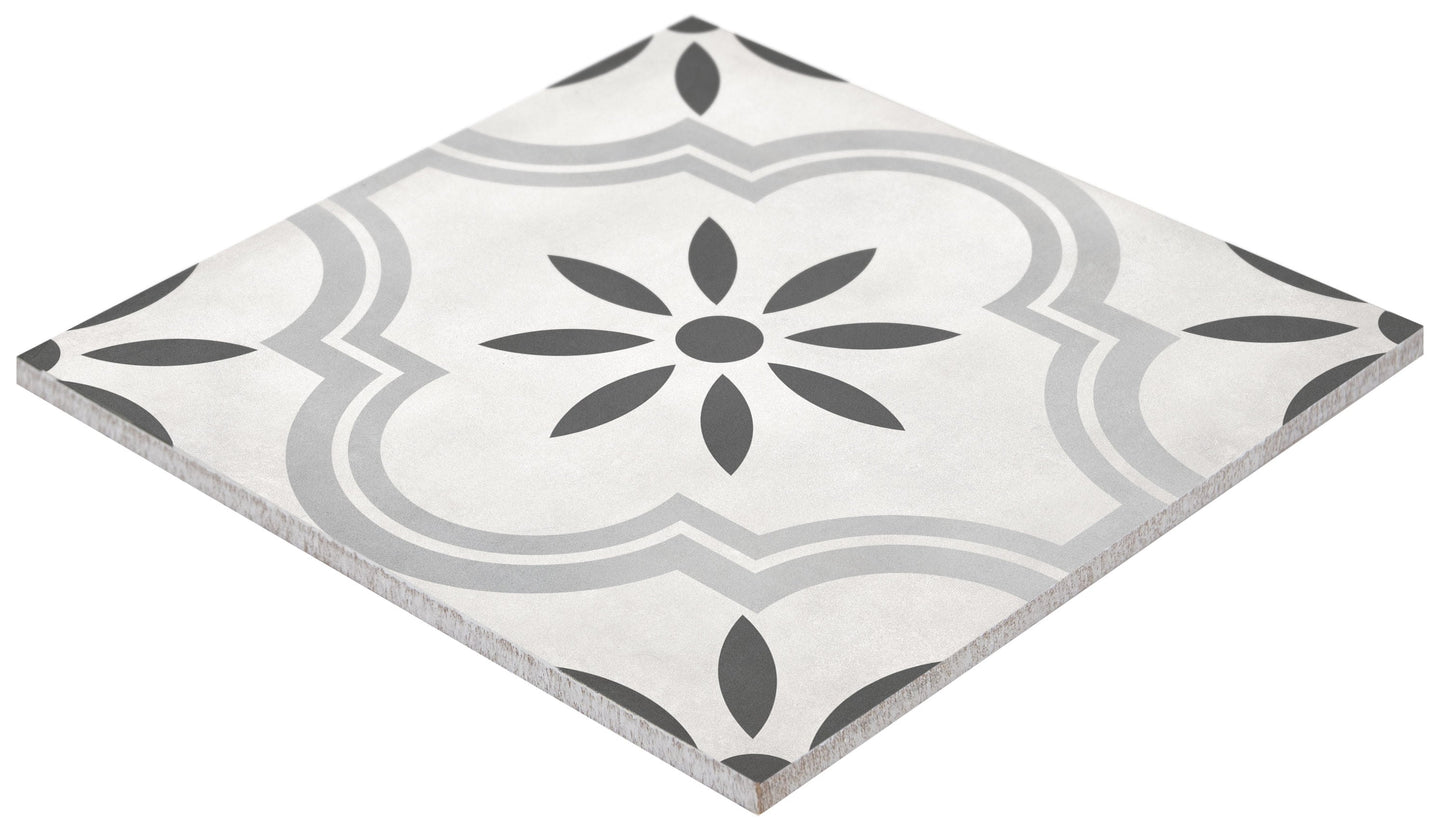 Satori Nouveau Arabesque Flora 8-in x 8-in Matte Porcelain Floor and Wall Tile (0.43-sq. ft/ Piece)