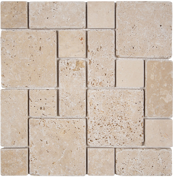Satori Ivory 12-in x 12-in Honed Natural Stone Travertine Mosaic Floor and Wall Tile (1-sq ft Piece)