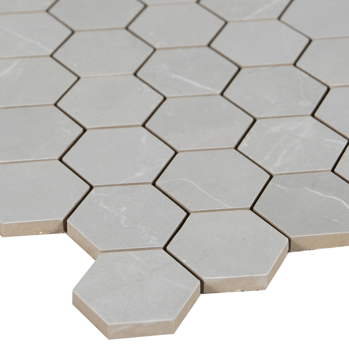 Satori Palisade Grigio Polished Hexagon 12-in x 12-in Polished Porcelain Marble-Look Mosaic Tile, 9.7-sq ft Carton