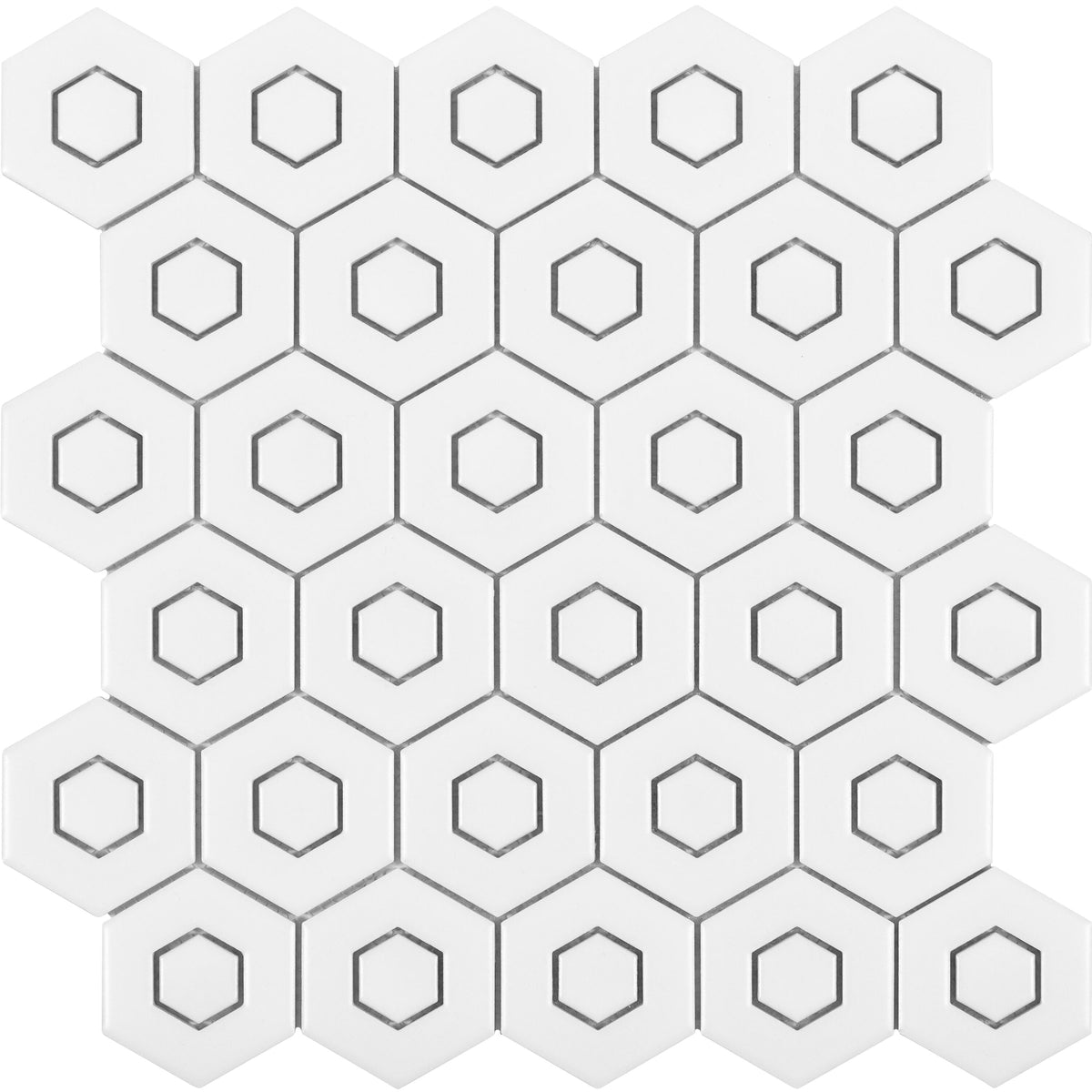 Satori Hudson Brilliant White 12-in x 12-in Matte Porcelain Hexagon Mosaic Floor and Wall Tile (0.94-sq. ft/ Piece)