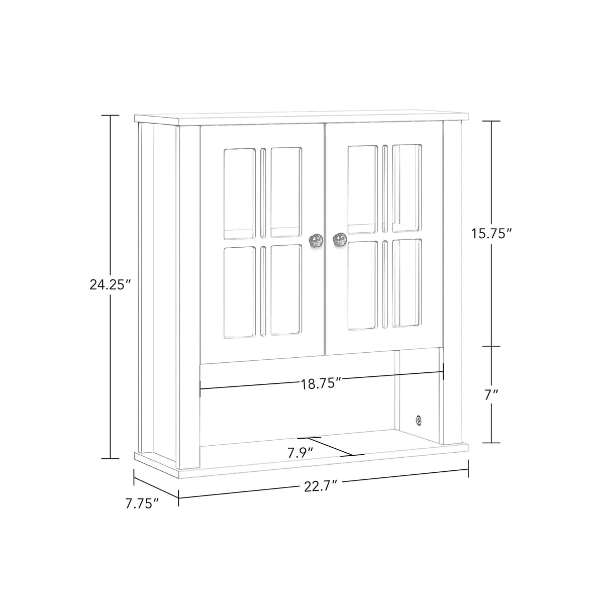 RiverRidge Danbury 22.69-in x 24.25-in x 7.75-in White Soft Close Bathroom Wall Cabinet