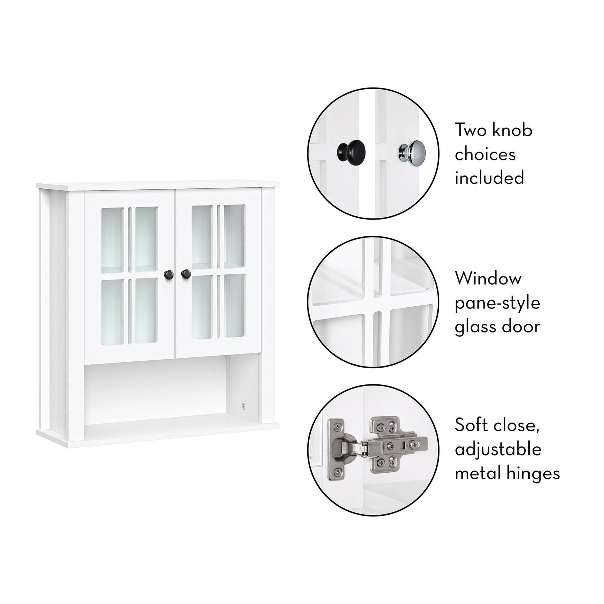 RiverRidge Danbury 22.69-in x 24.25-in x 7.75-in White Soft Close Bathroom Wall Cabinet