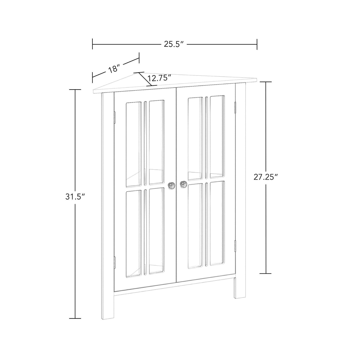RiverRidge Danbury 25.5-in x 31.5-in x 12.75-in White Freestanding Corner Linen Cabinet